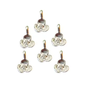10 Pcs Lot, 10x17mm Petal Flower Charms for Jewelry Making Shiny Silver Color