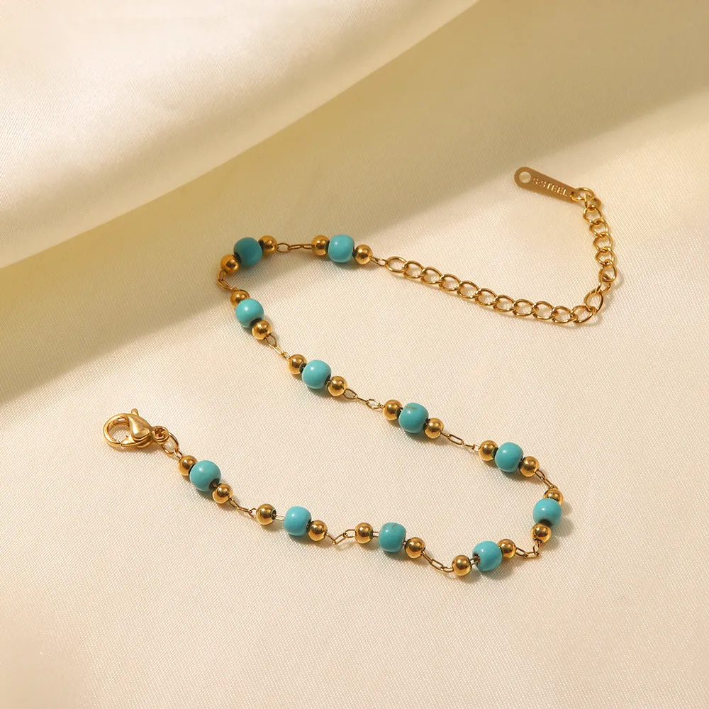18K Gold Exquisite Fashion Turquoise Versatile Bracelet