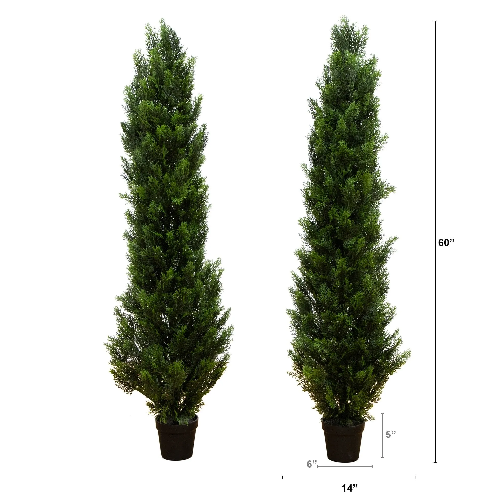 5' Mini Cedar Pine Tree UV Resistant (Indoor/Outdoor) - Set of 2
