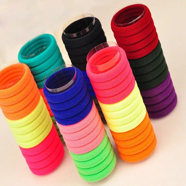 50Pcs Hair Ornaments Mix Colors Rubber Scrunchie Elastic Hair Bands/Ties/Rope Headwear Gum Hairband Headband Ponytail Holders