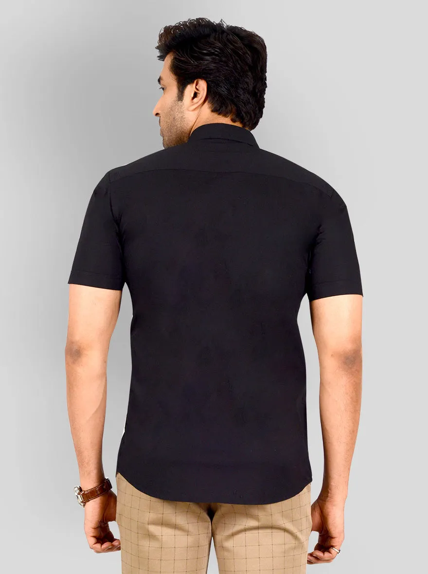 Black Solid Tailored Fit Casual Shirt | JadeBlue