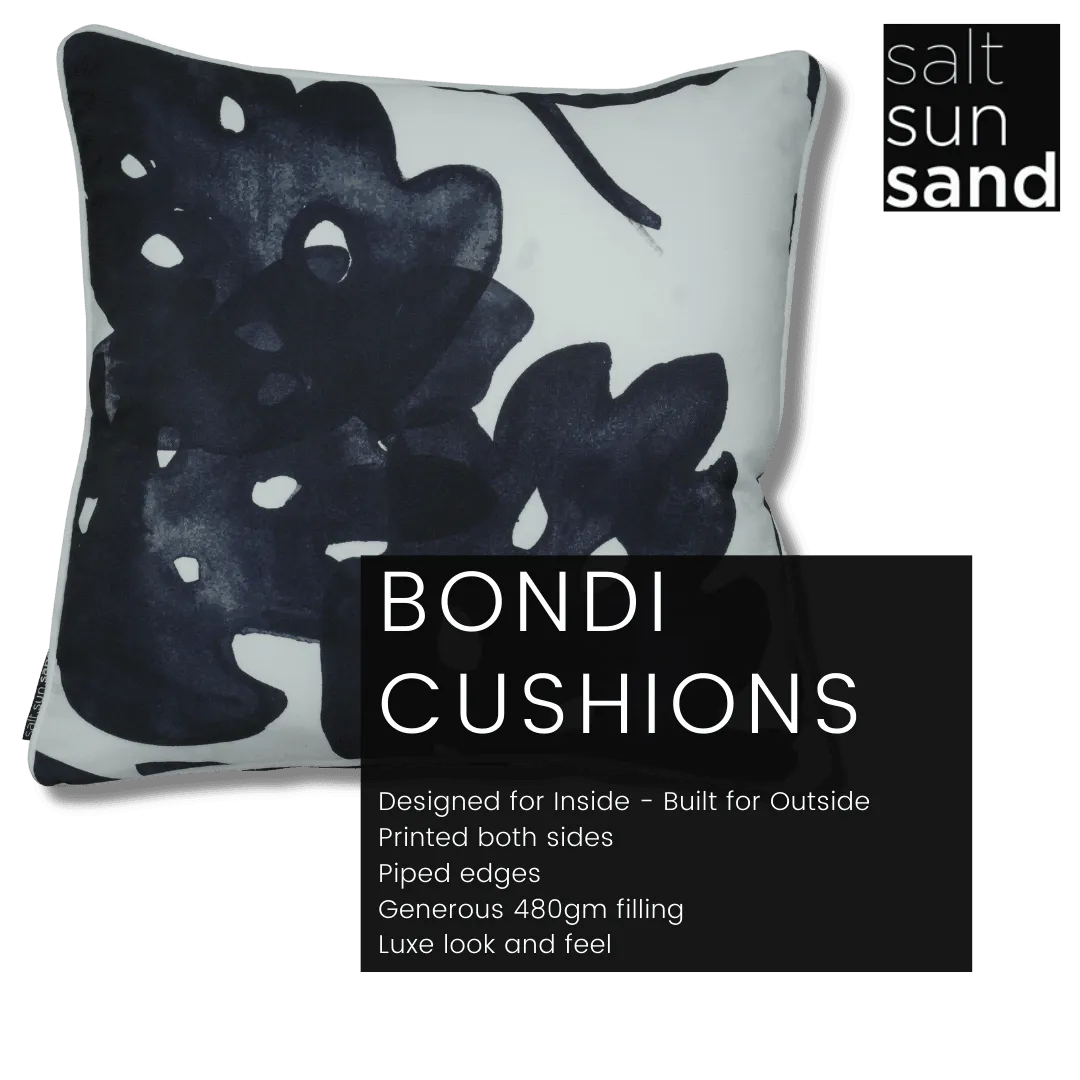 Bondi Black On White - 45 x 45 cm Piped Cushion