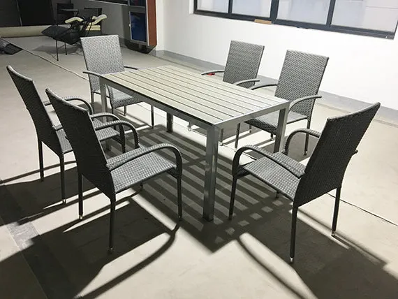 Duoyes PS Plate Top Outdoor Table, Full Aluminum Frame Dining Table with Varied Sizes Available