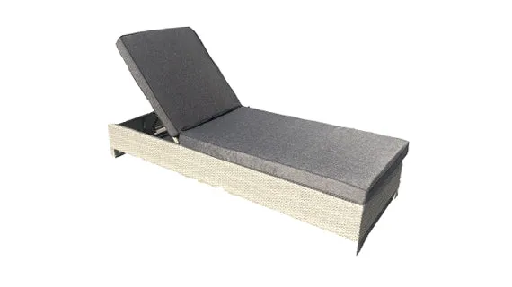 Duoyes Wicker Outdoor Chaise Lounge, Folding Backrest Sun Lounge, Aluminum Frame with Cushion