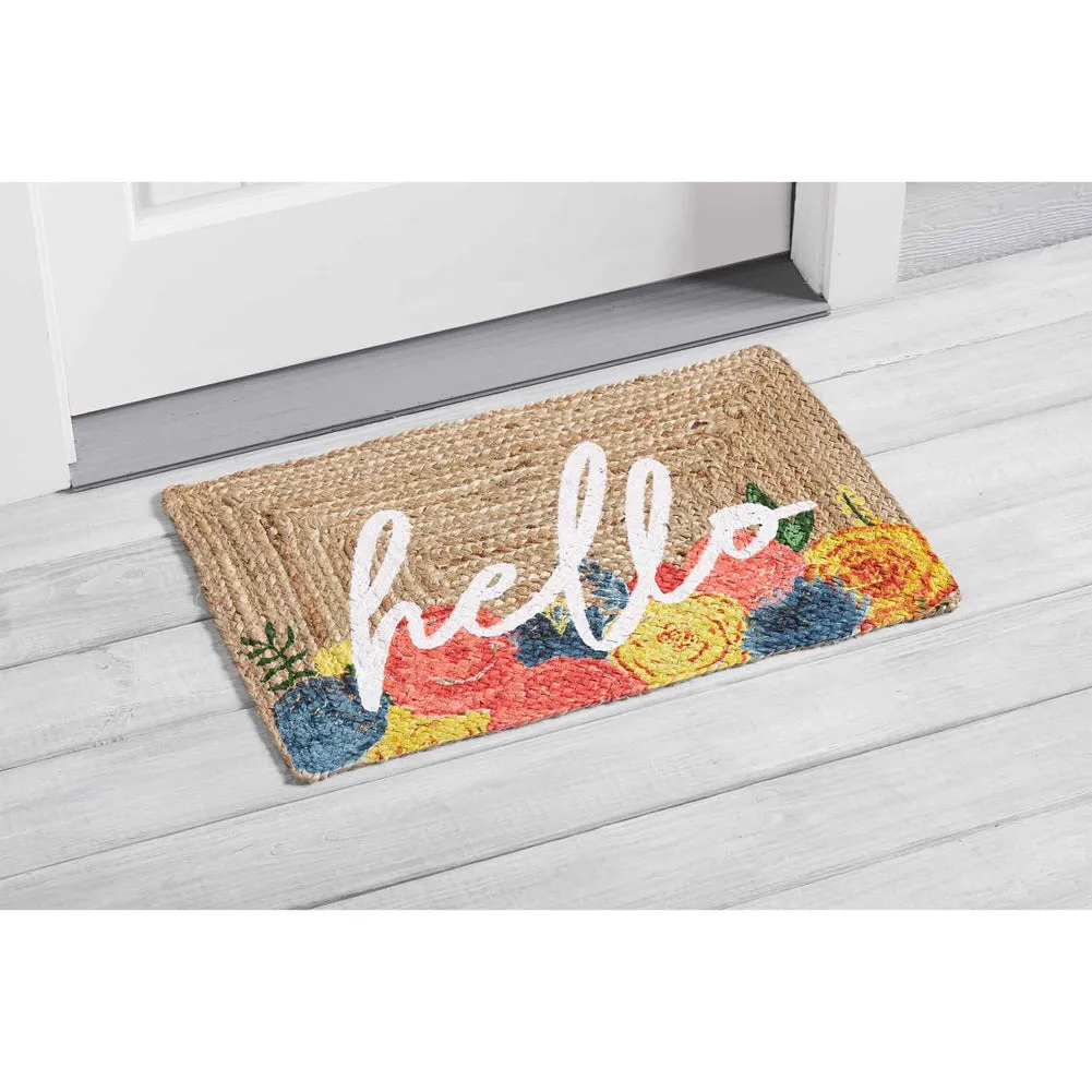 Floral Printed Jute Mat by Mud Pie