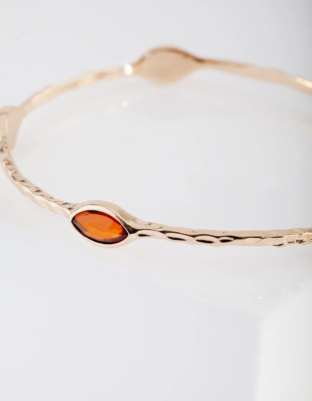Gold Jewel Textured Bangle 3 Pack