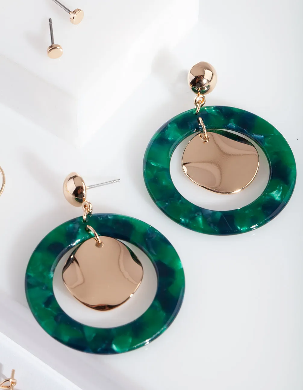 Green Acrylic Red Tassel Earring Pack
