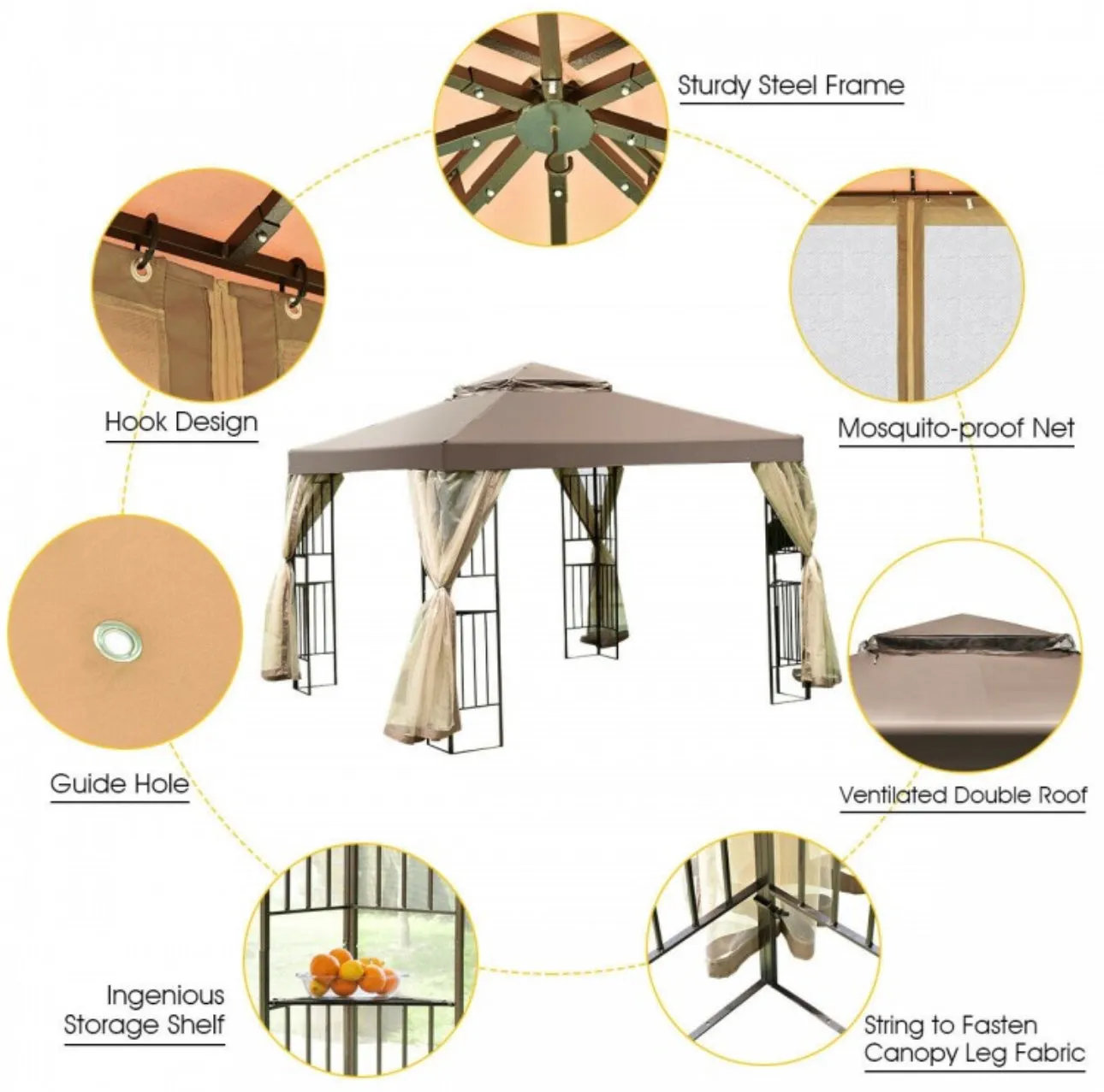 Heavy Duty Classy Awning Patio Structure Canopy Tent 10x10ft | No Screws For Structure Required | Easy Set Up | Waterproof | Weather Resistant