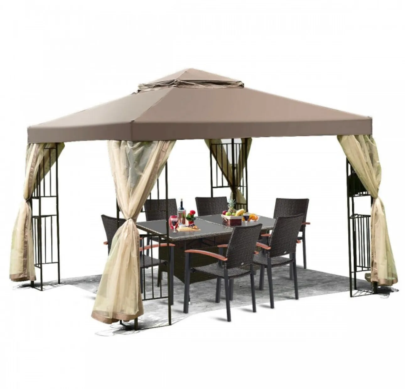 Heavy Duty Classy Awning Patio Structure Canopy Tent 10x10ft | No Screws For Structure Required | Easy Set Up | Waterproof | Weather Resistant