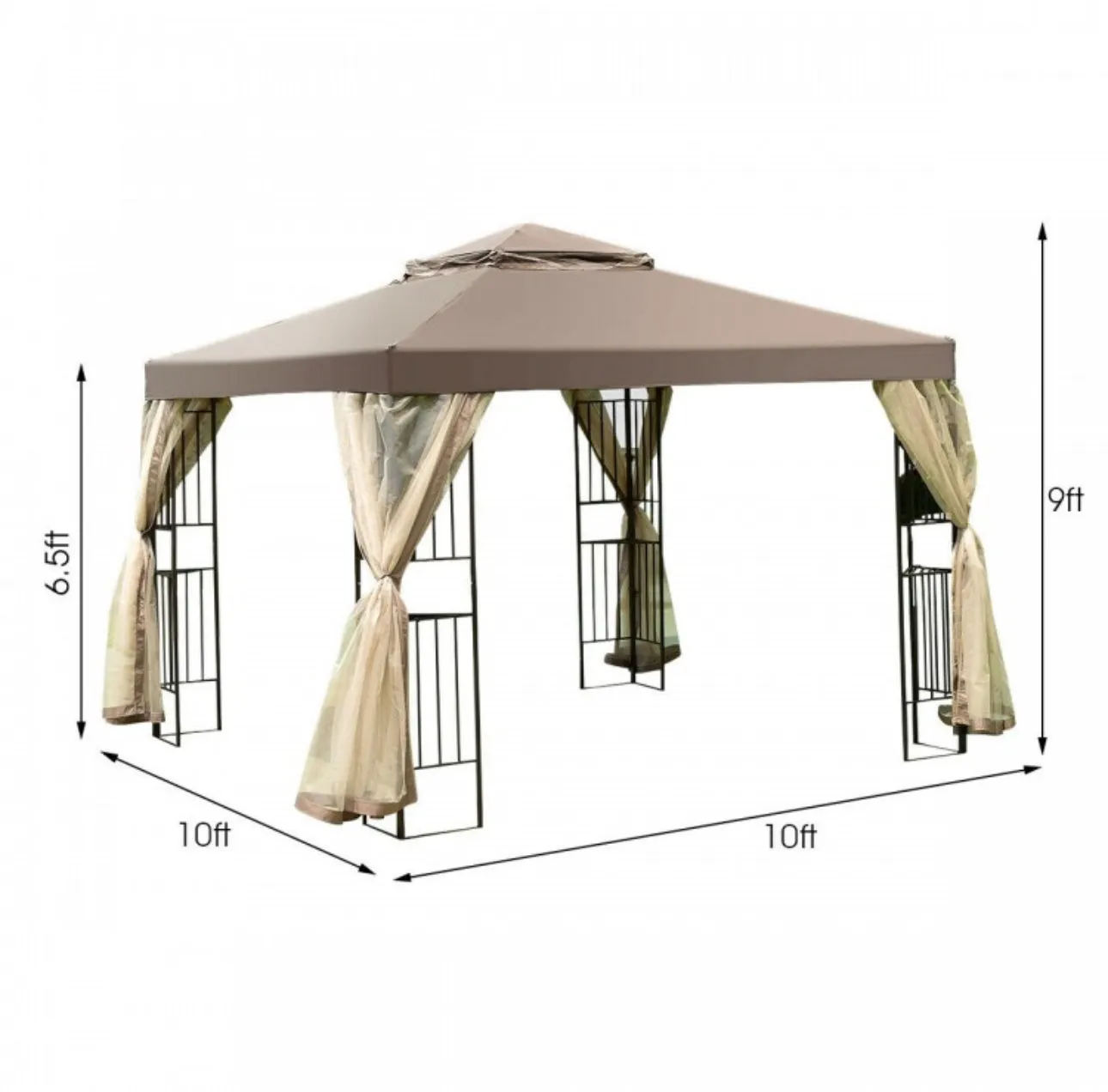 Heavy Duty Classy Awning Patio Structure Canopy Tent 10x10ft | No Screws For Structure Required | Easy Set Up | Waterproof | Weather Resistant