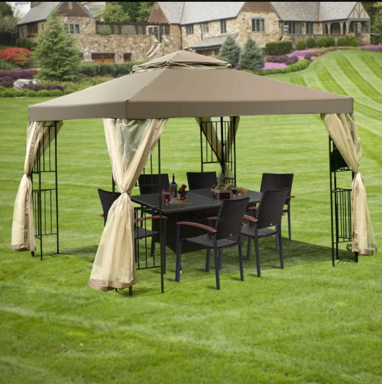 Heavy Duty Classy Awning Patio Structure Canopy Tent 10x10ft | No Screws For Structure Required | Easy Set Up | Waterproof | Weather Resistant