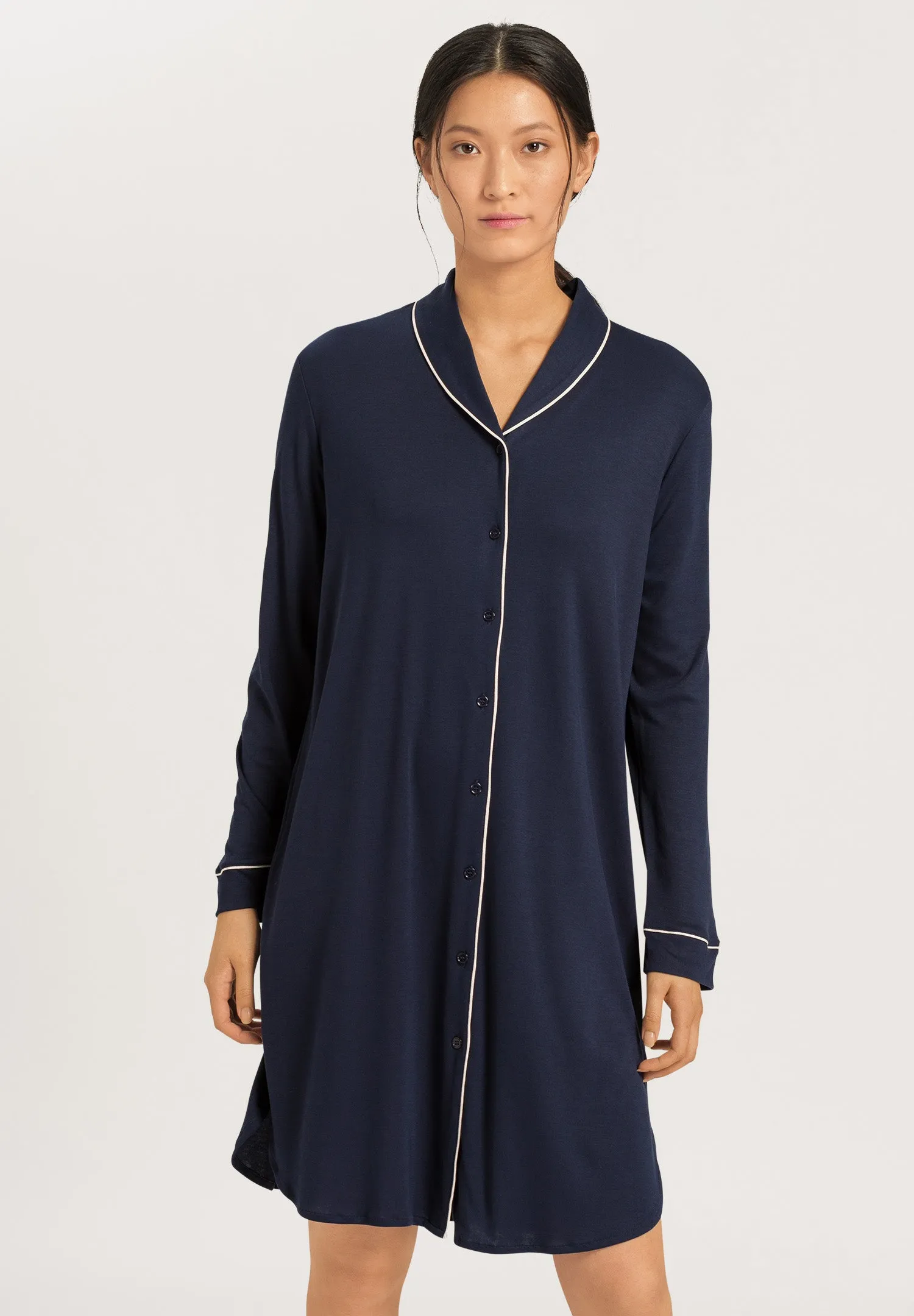 Natural Comfort Tencel Button Front Nightgown | Deep Navy 77964-1610