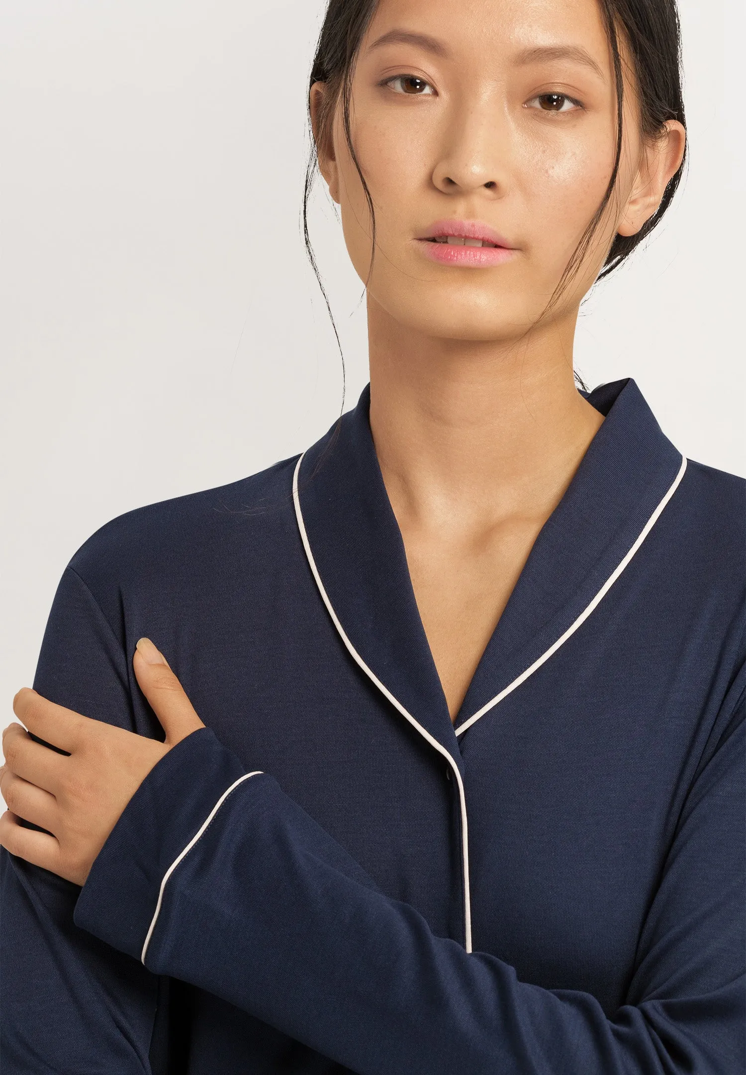 Natural Comfort Tencel Button Front Nightgown | Deep Navy 77964-1610