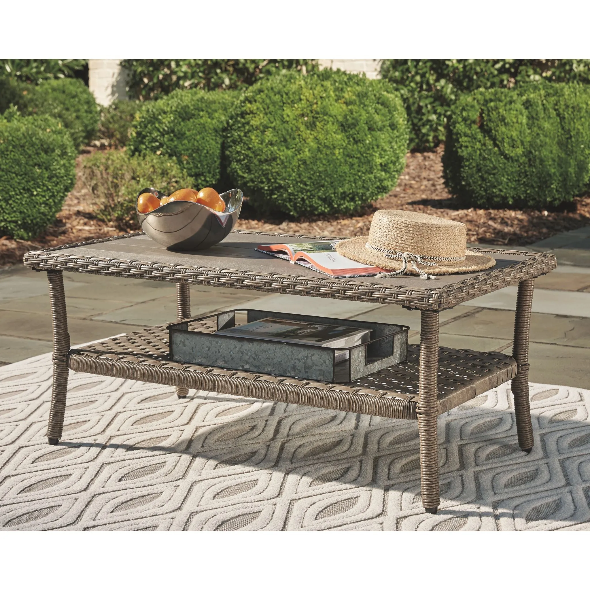 Outdoor Clear Ridge Rectangle Cocktail Table