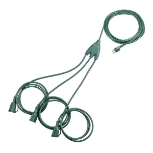 Outdoor Extension Power Cord 1 to 3 Splitter Watproof 36 ft Multi Grounded Outlets Bn-link