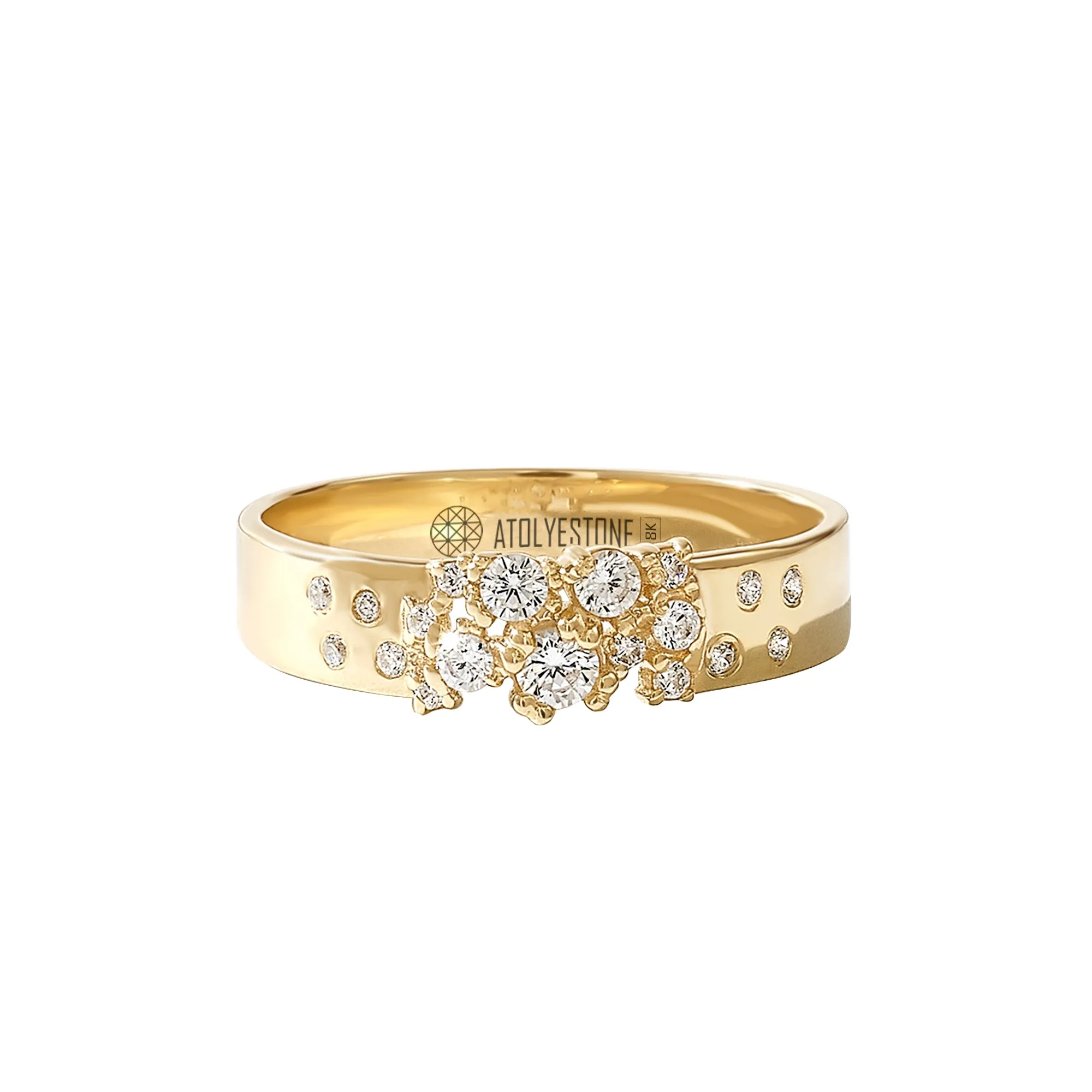 Premium Diamond Cluster Band Ring in Gold