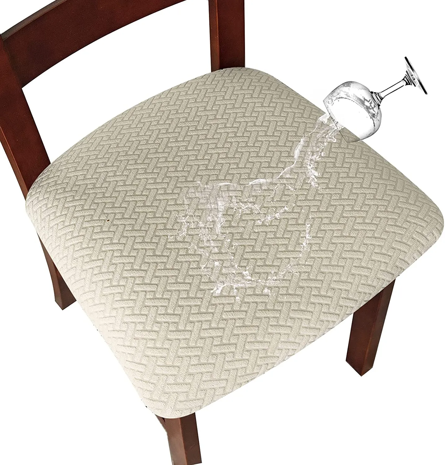 Solid Color Stretchable Dining Chair Seat Cover