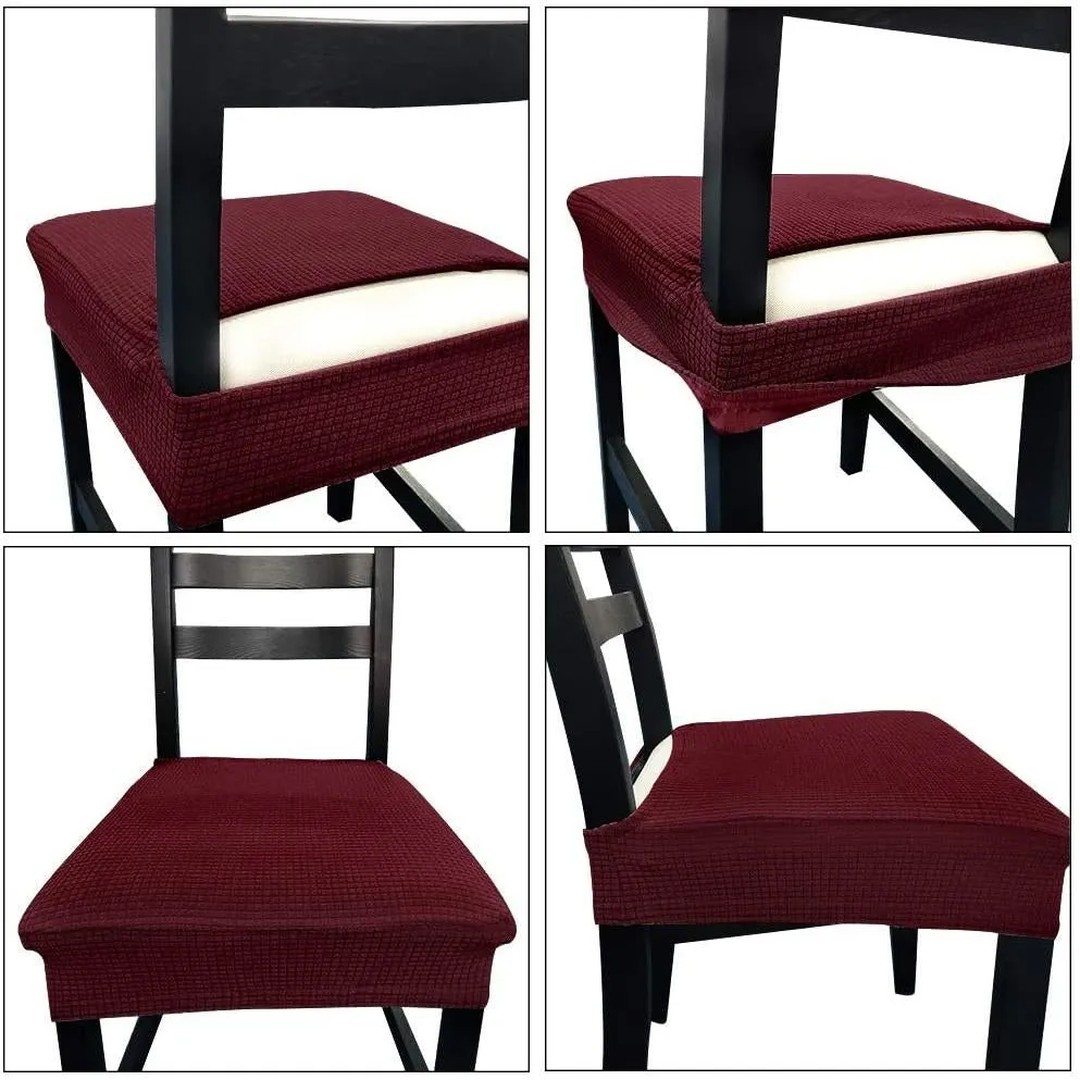 Solid Color Stretchable Dining Chair Seat Cover