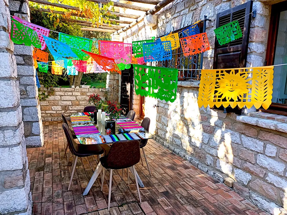 Waterproof Outdoor Bunting Party Decorations For Birthdays or Any Occasion | 5m 16ft Plastic Banner with 12 Medium Flags